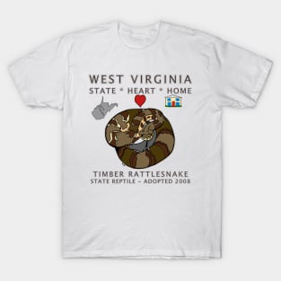 West Virginia - Timber Rattlesnake - State, Heart, Home - state symbols T-Shirt